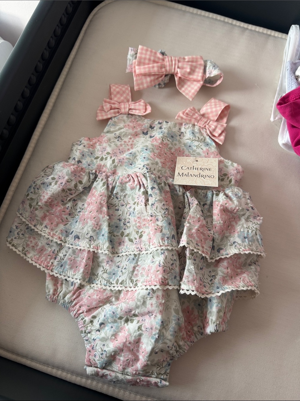 Ruffle Floral Bodysuit with Matching Bow